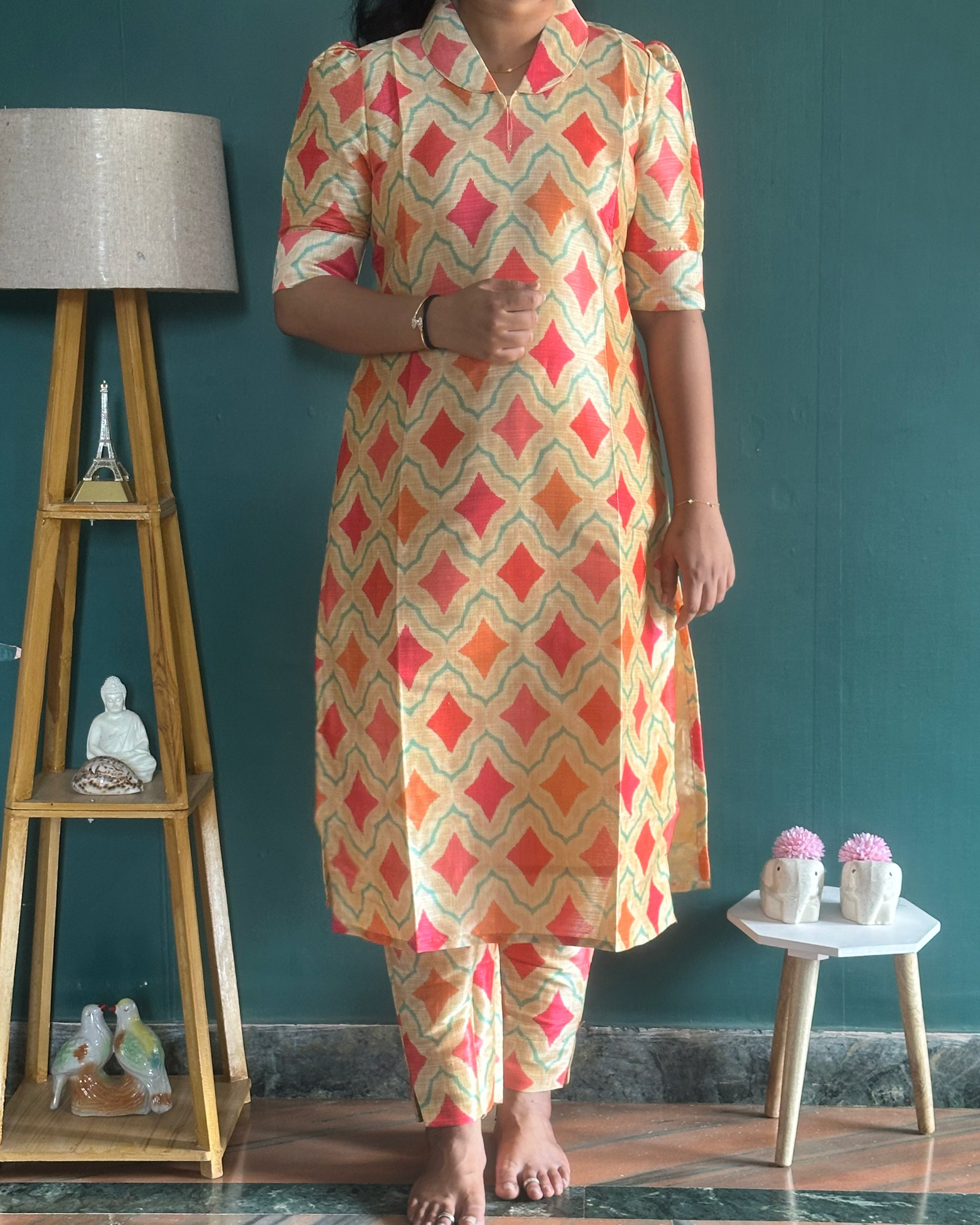 Beige Mulberry Silk Coord set