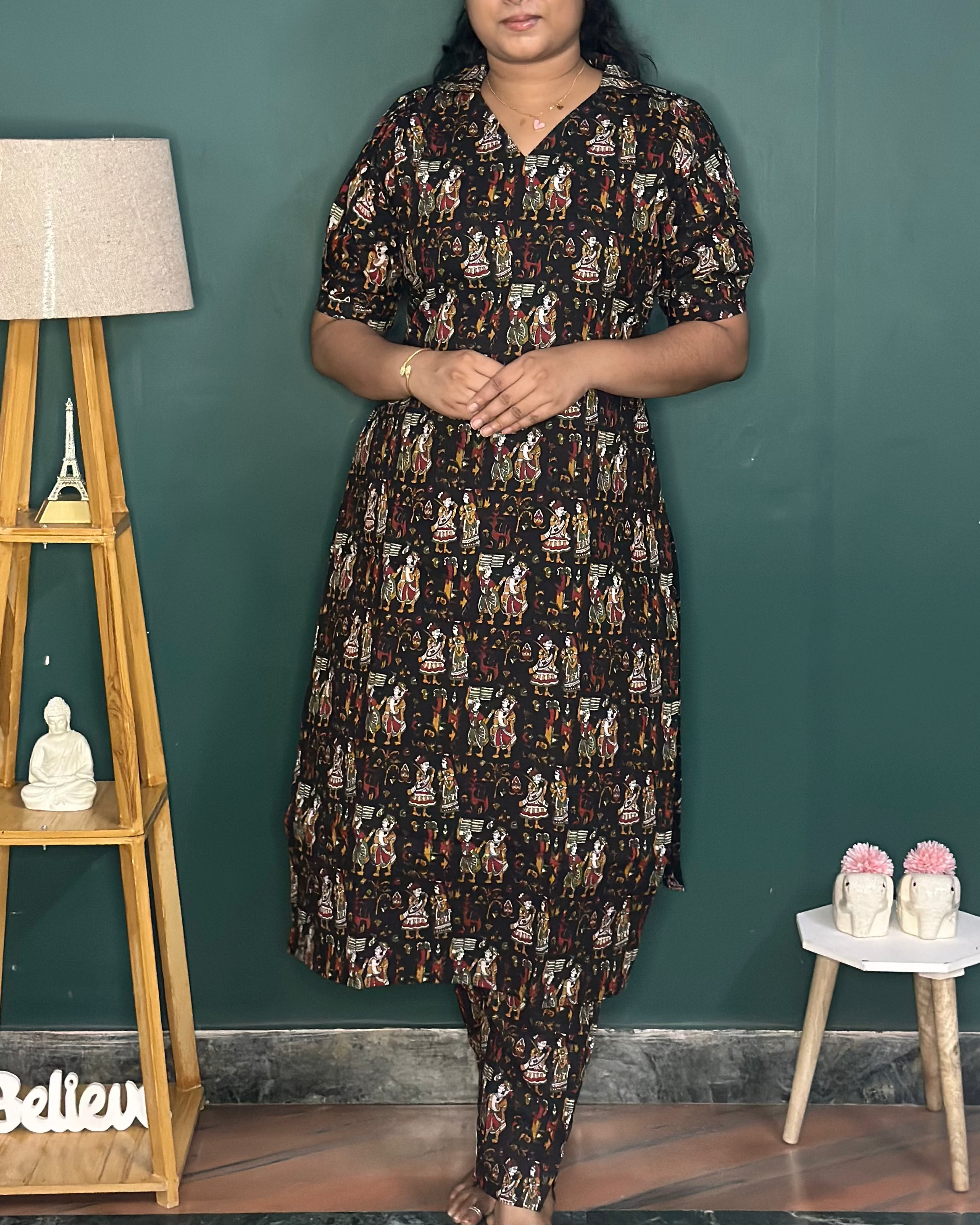 Black Kalamkari Cotton Coord