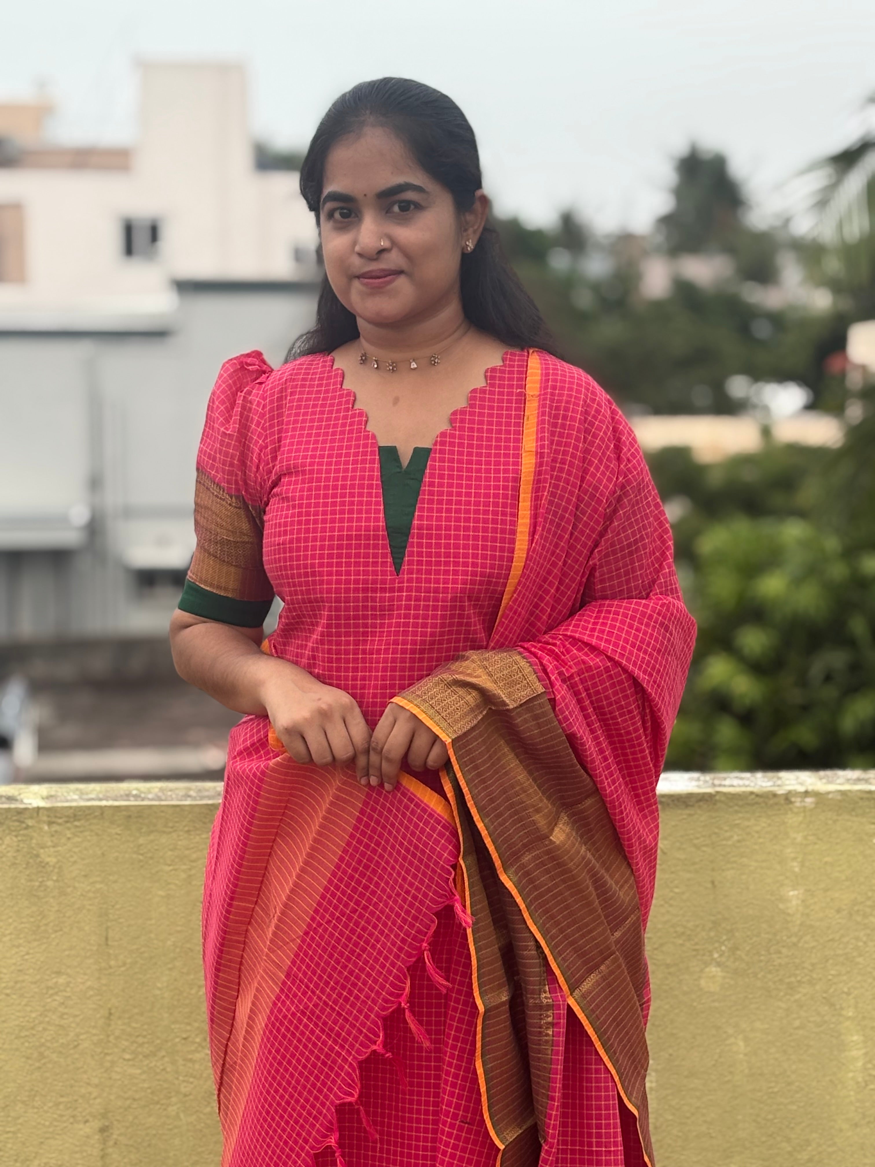 Chettinad Cotton Top and Dupatta Set