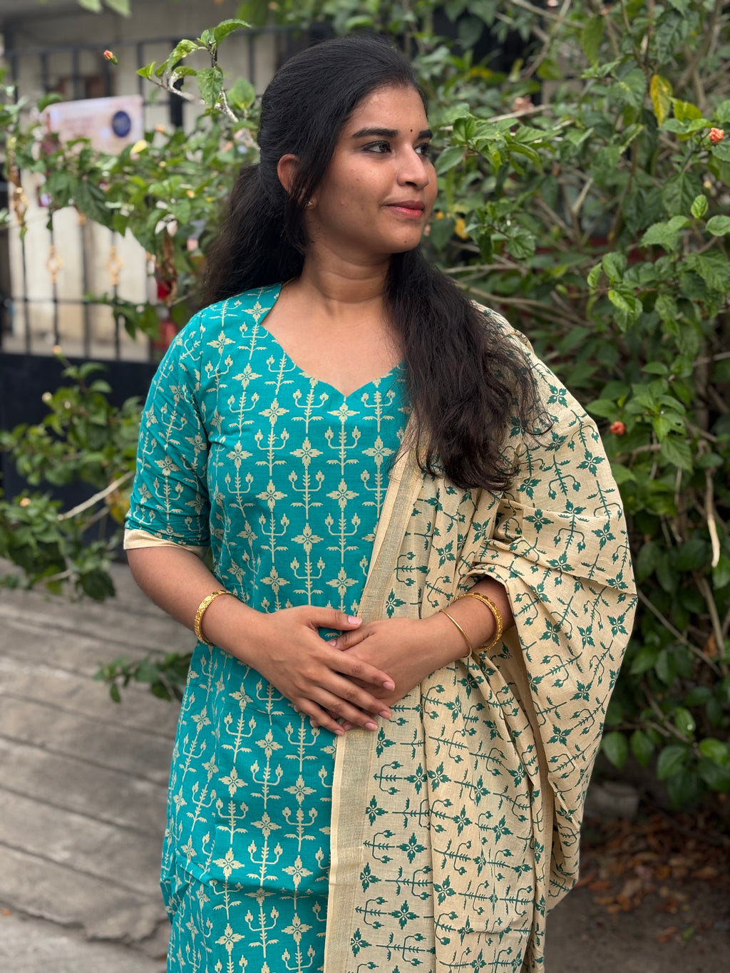 Printed Handloom Cotton Suit Set