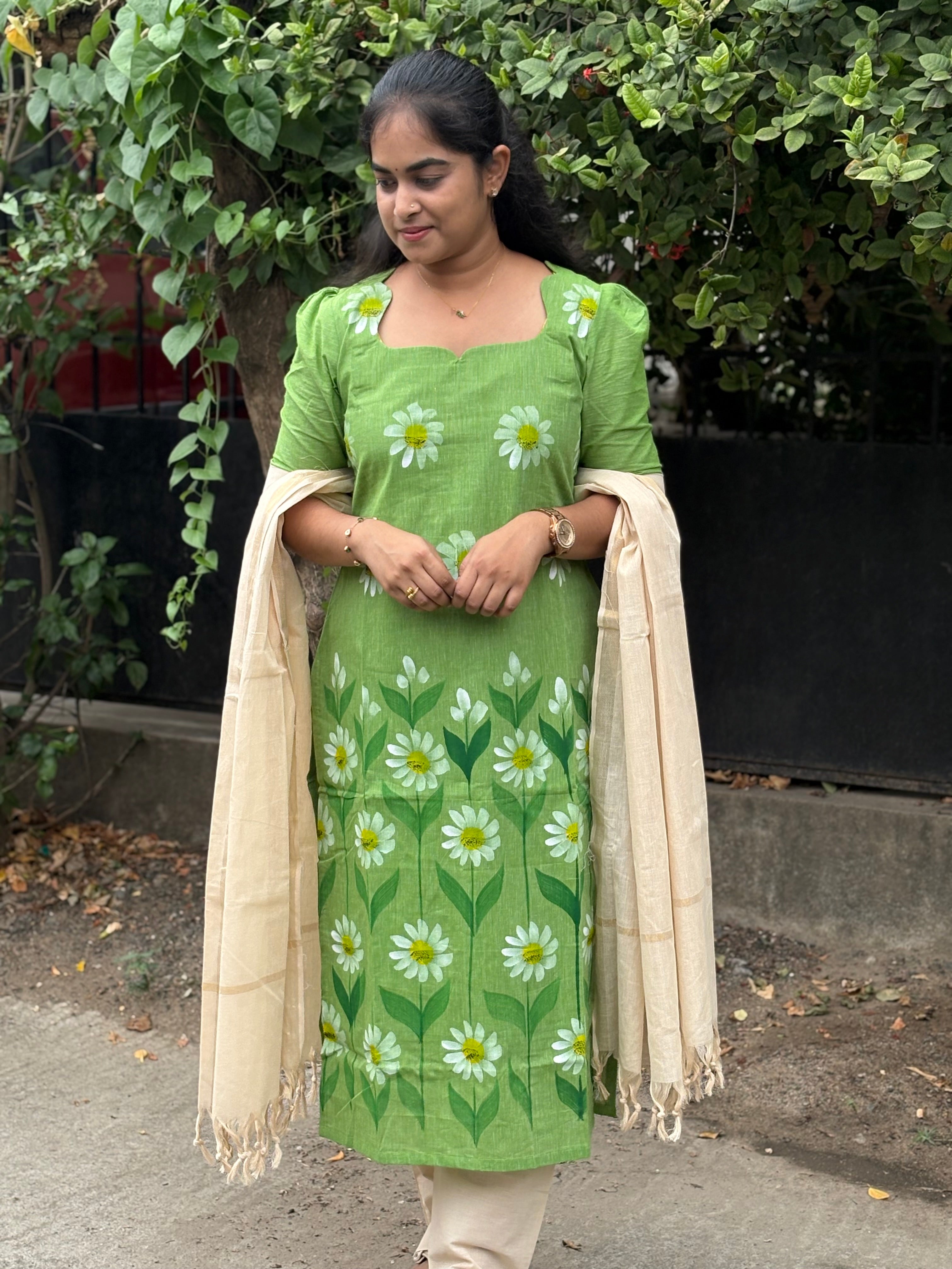Brush Paint Handloom Cotton Suit Set