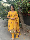 Pichwai art weaved jamdhani cotton suit set