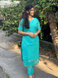 Aqua Blue Sungudi Cotton Coord set