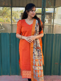 Mangalgiri Cotton top with Chennuri silk dupatta