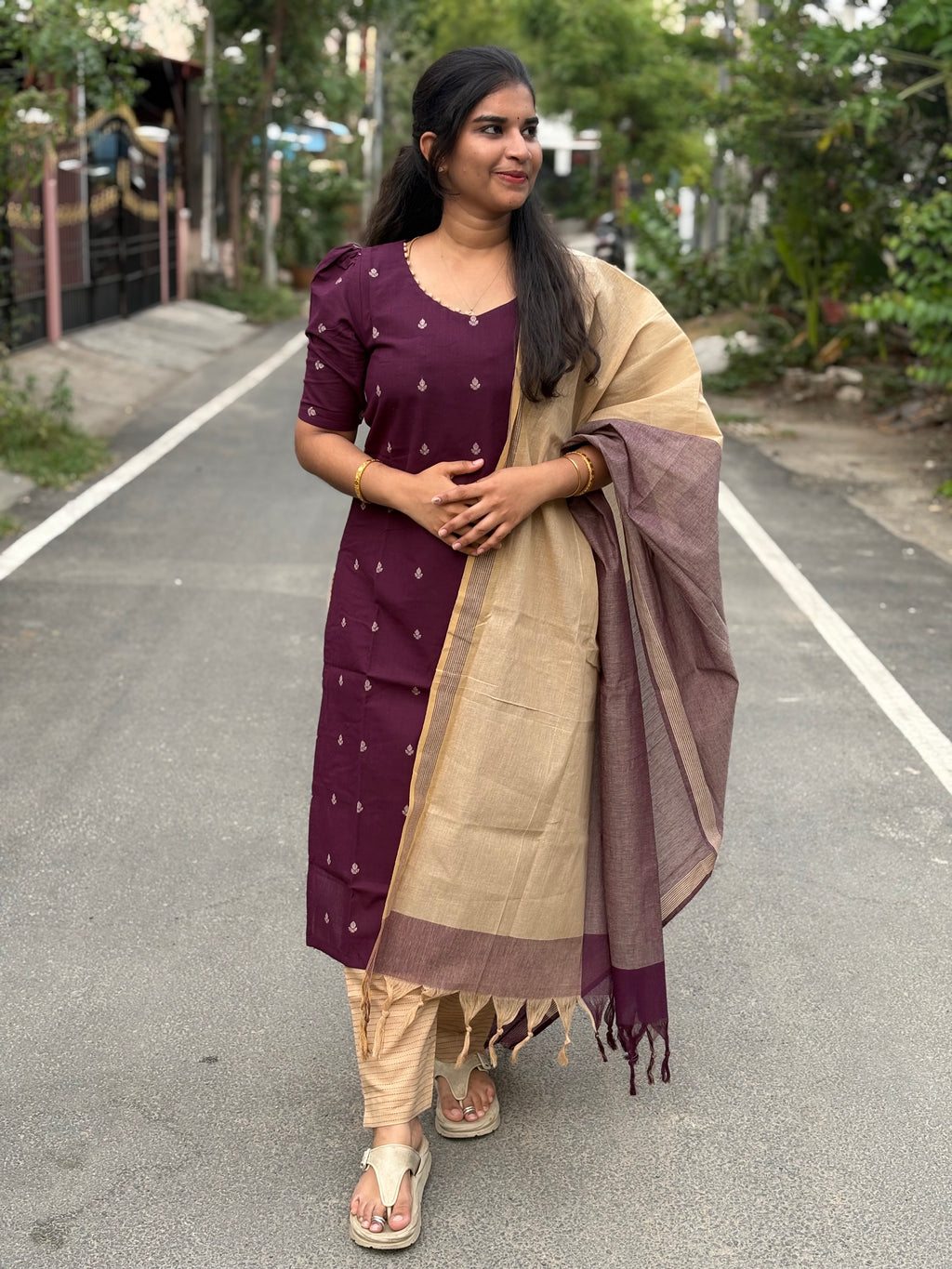 Violet Handloom Cotton Suit Set
