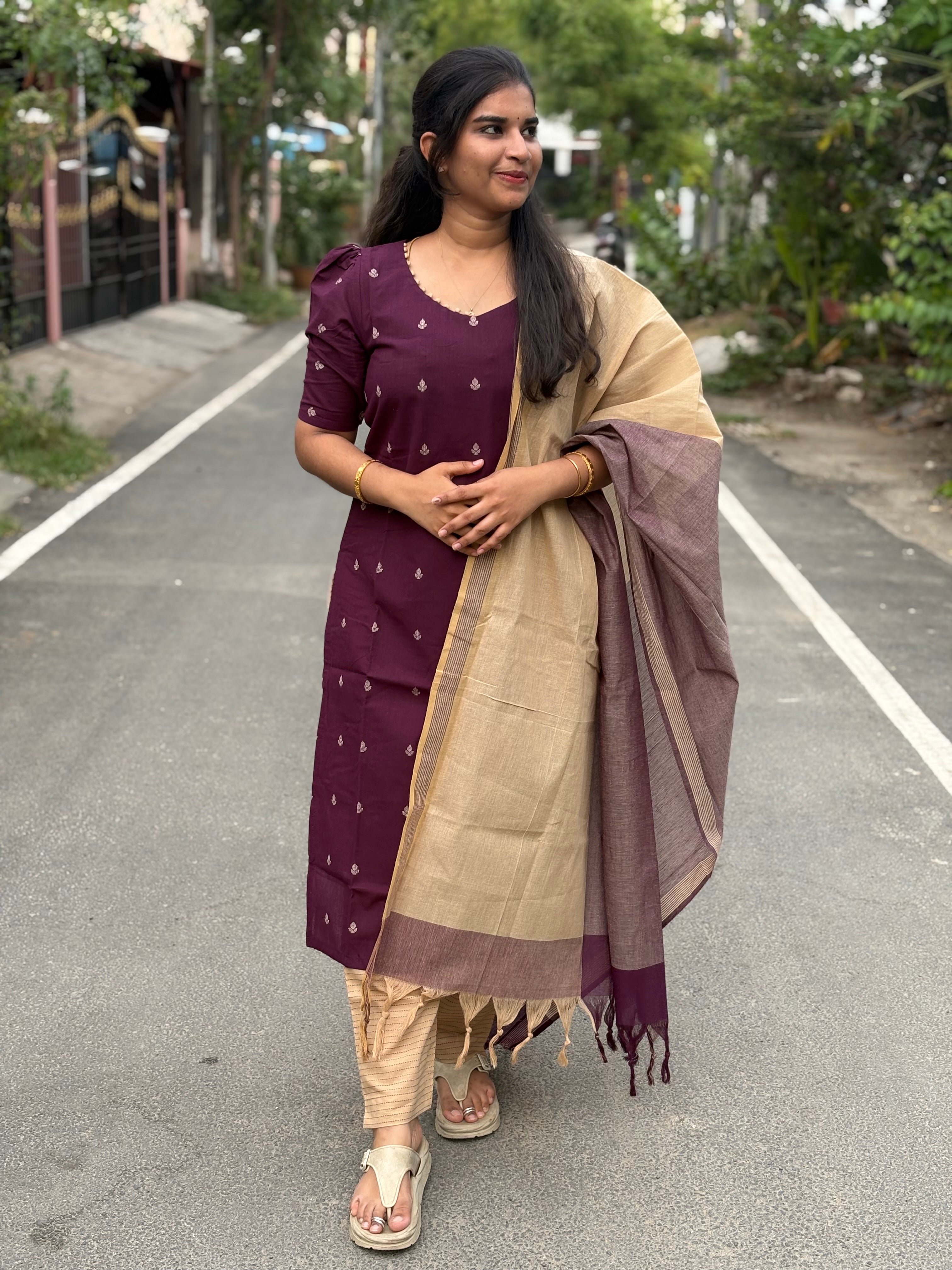 Violet Handloom Cotton Suit Set