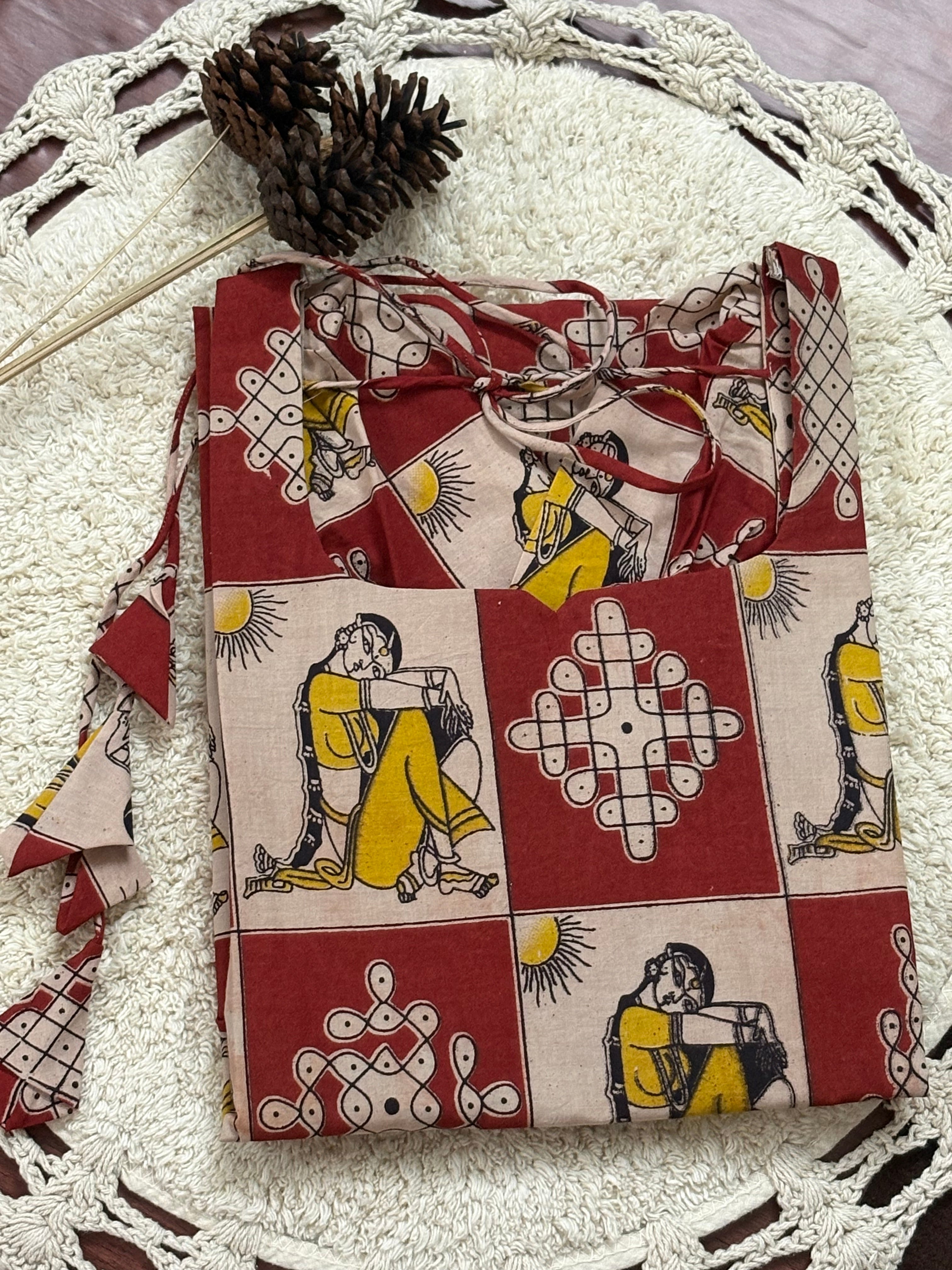 Bapu Bomma Kalamkari Cotton Kurti