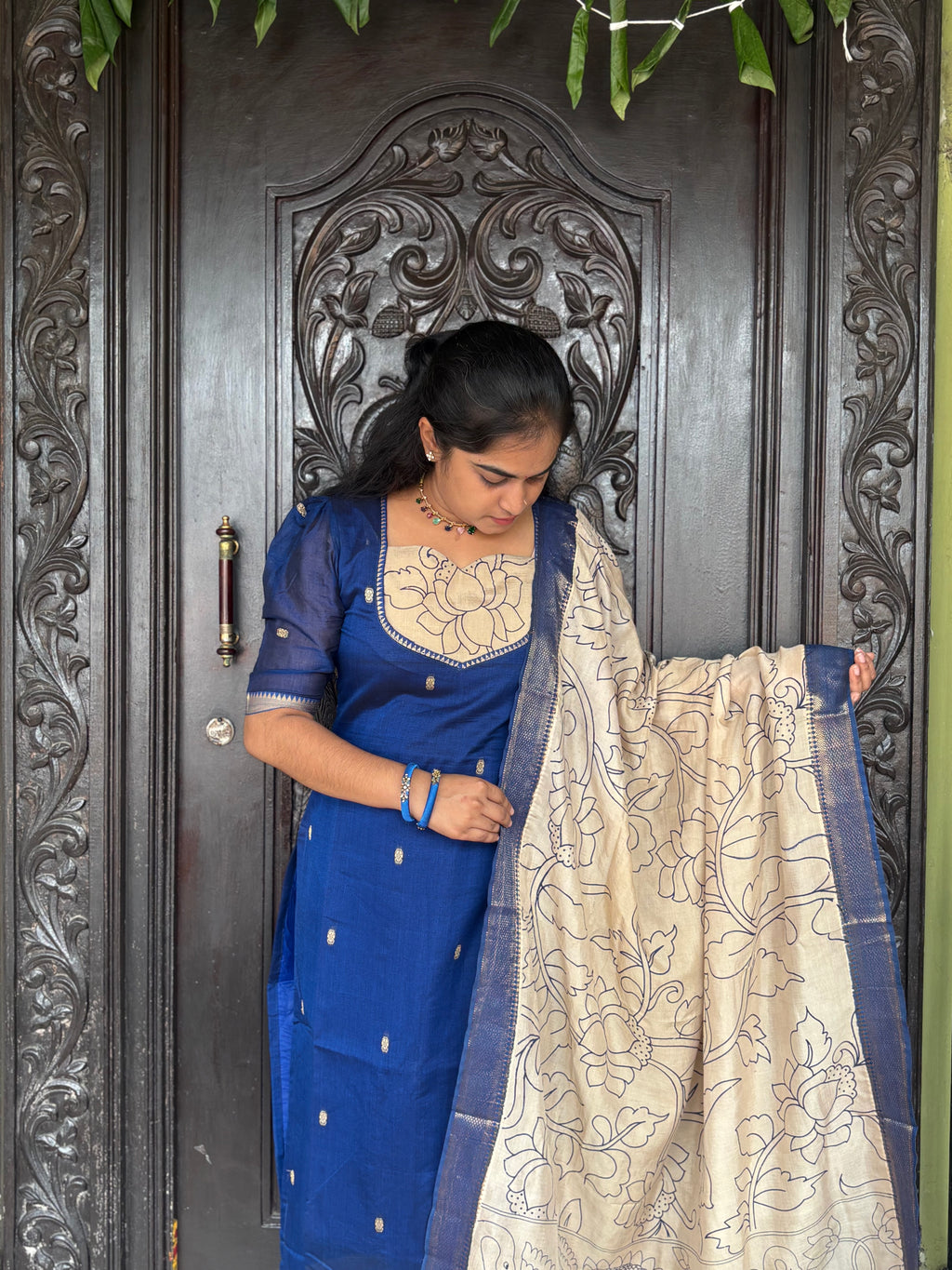 Handloom Narayanpet Top with Chennuri Silk Dupatta
