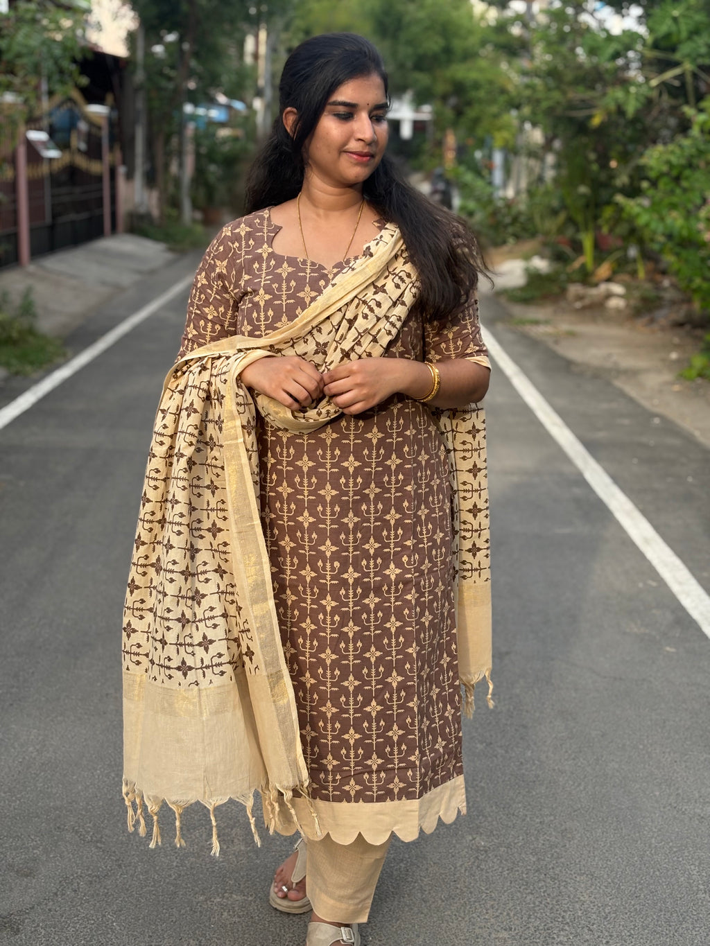 Printed Handloom Cotton Suit Set