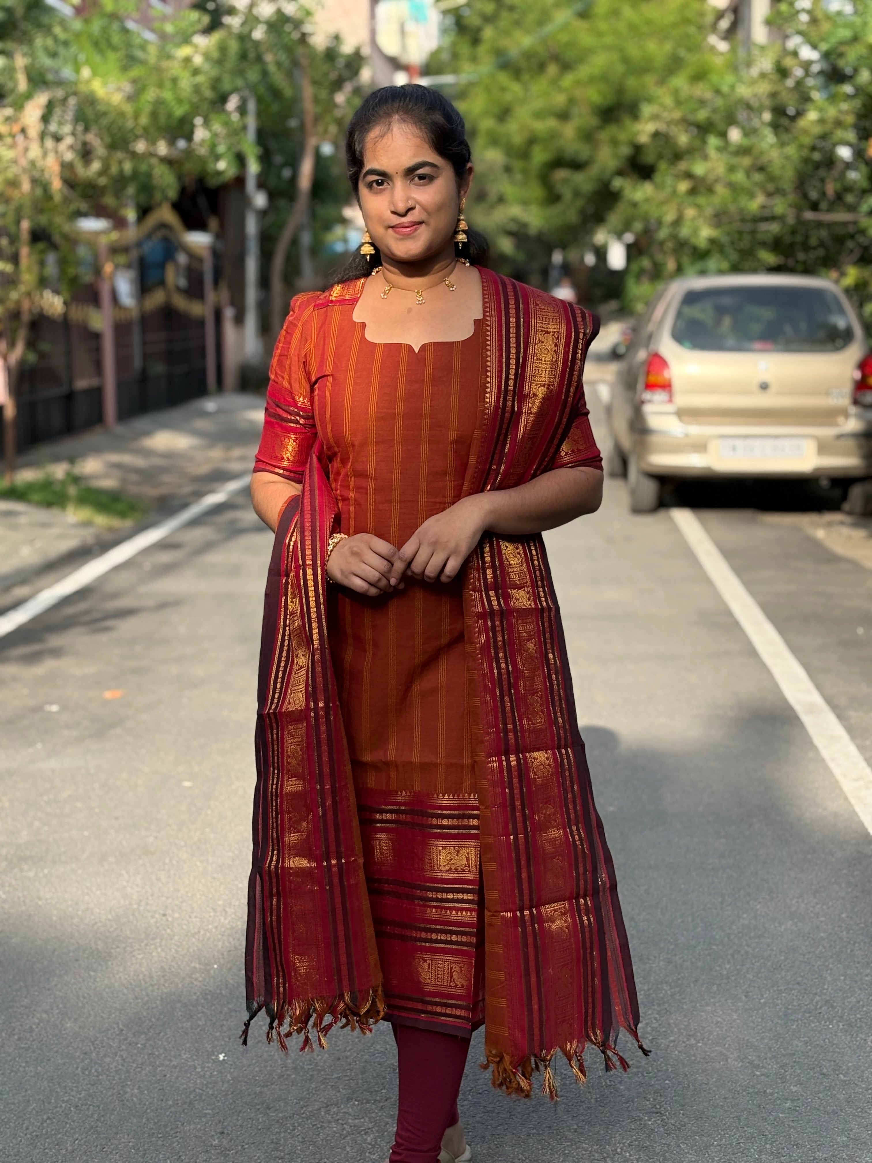 Kanchi Cotton Top and Dupatta Set