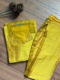 Golden Yellow Raw Silk Coord Set With Brocade Detailing