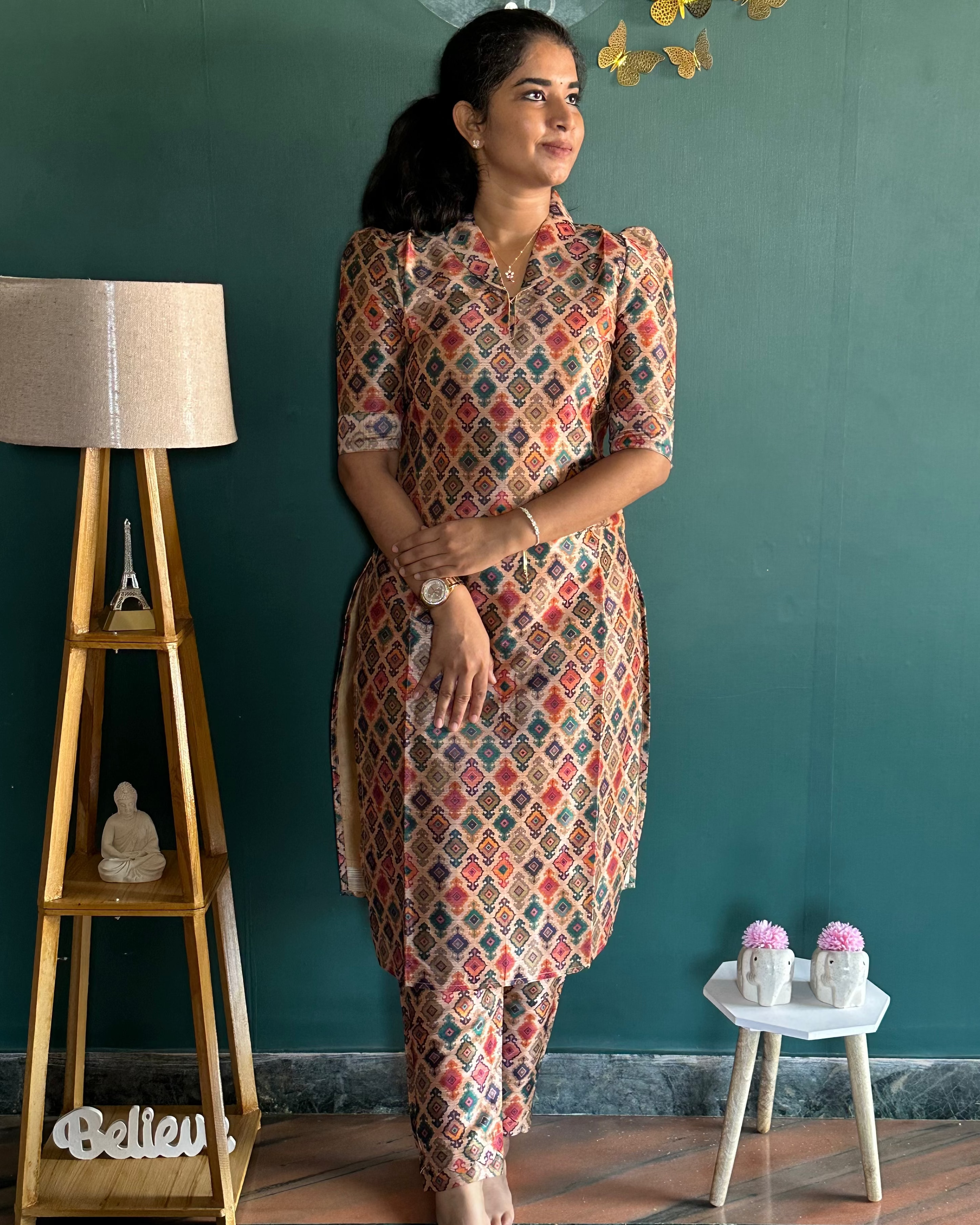 Multicolour Mulberry Silk Coord set