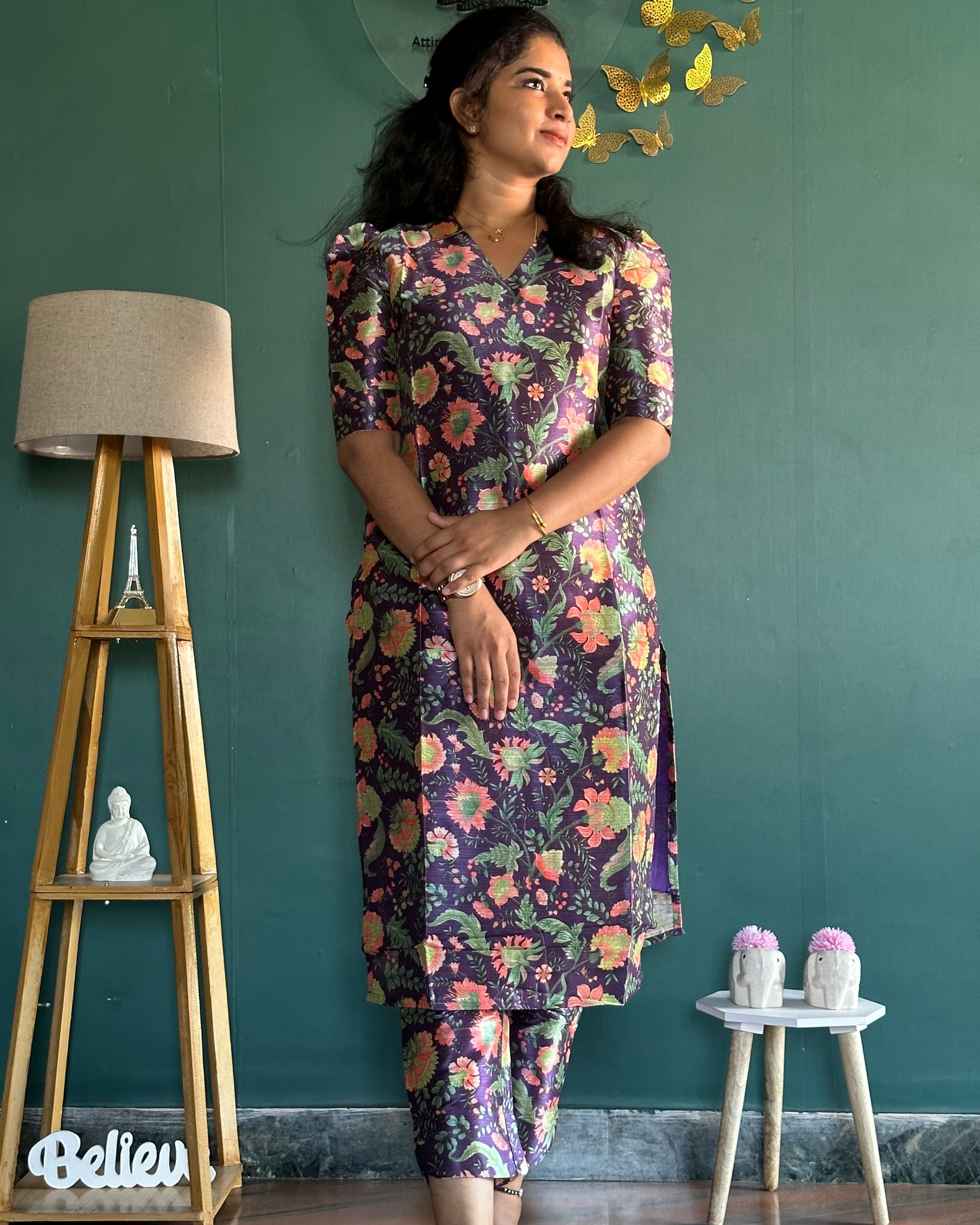 Purple Mulberry Silk Coord Set