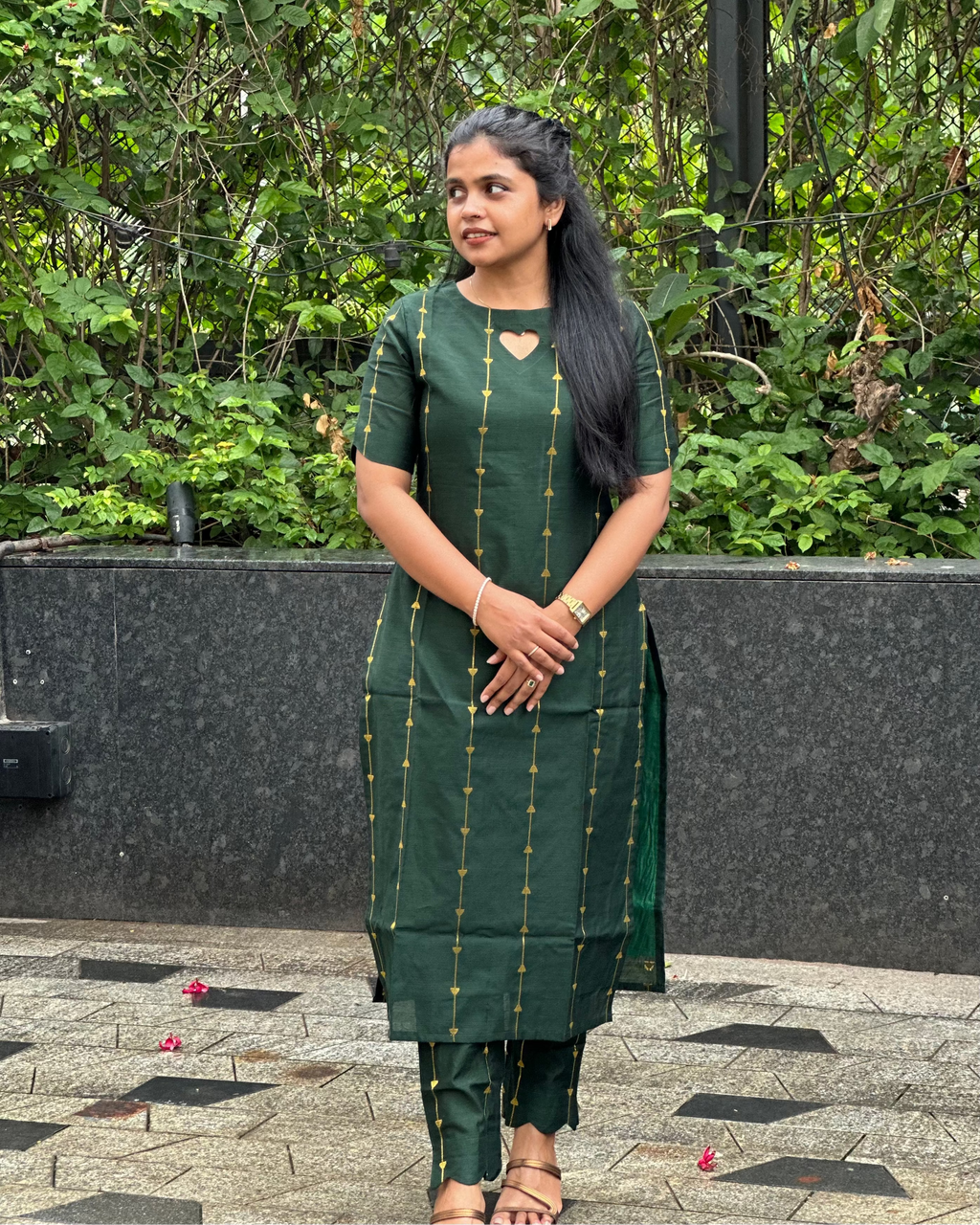 Green Raw Silk Coord Set