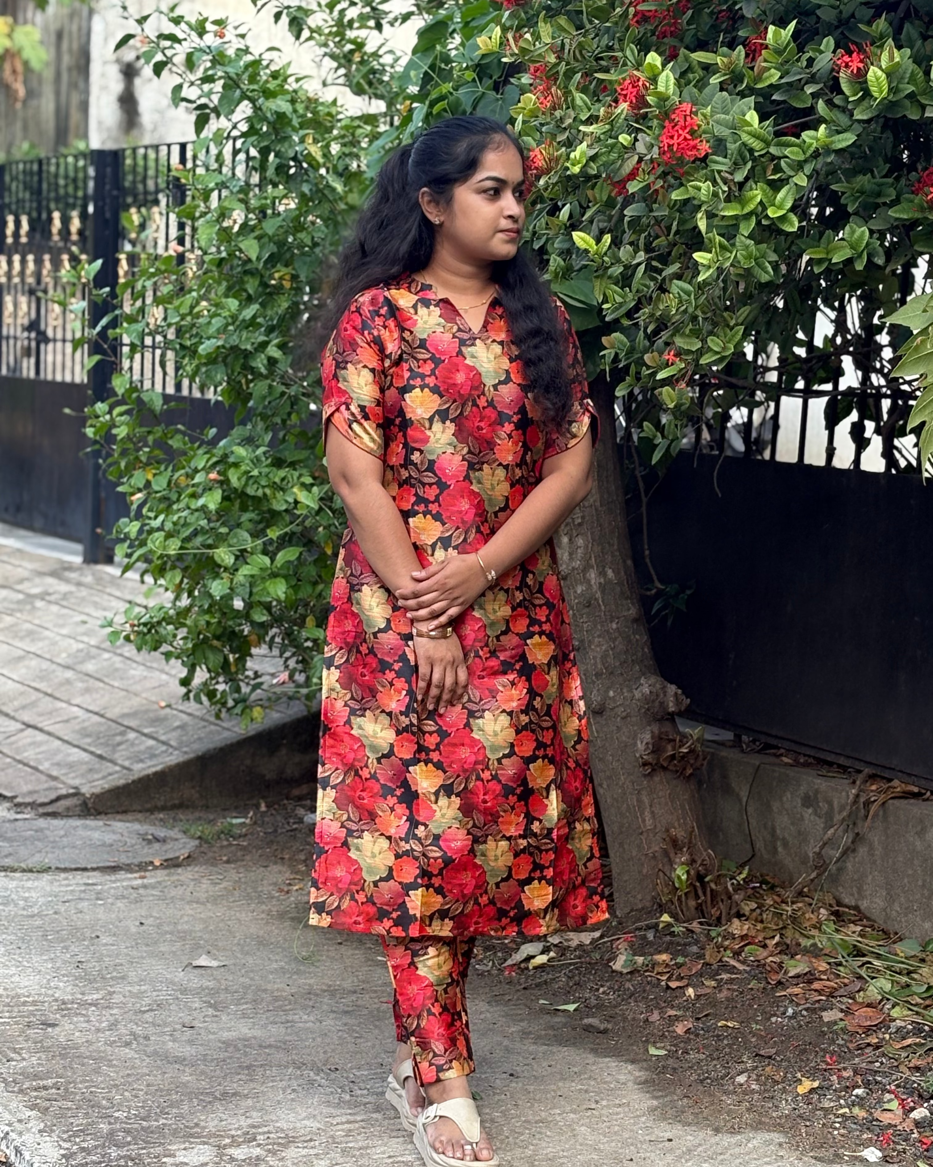 Floral Mulberry Silk Coord Set